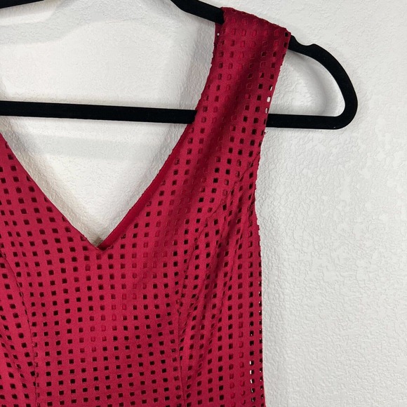 Saks Fifth Avenue‎ Women's Women's Eyelet Tank Dress Sleeveless Red Size S - Picture 3 of 12